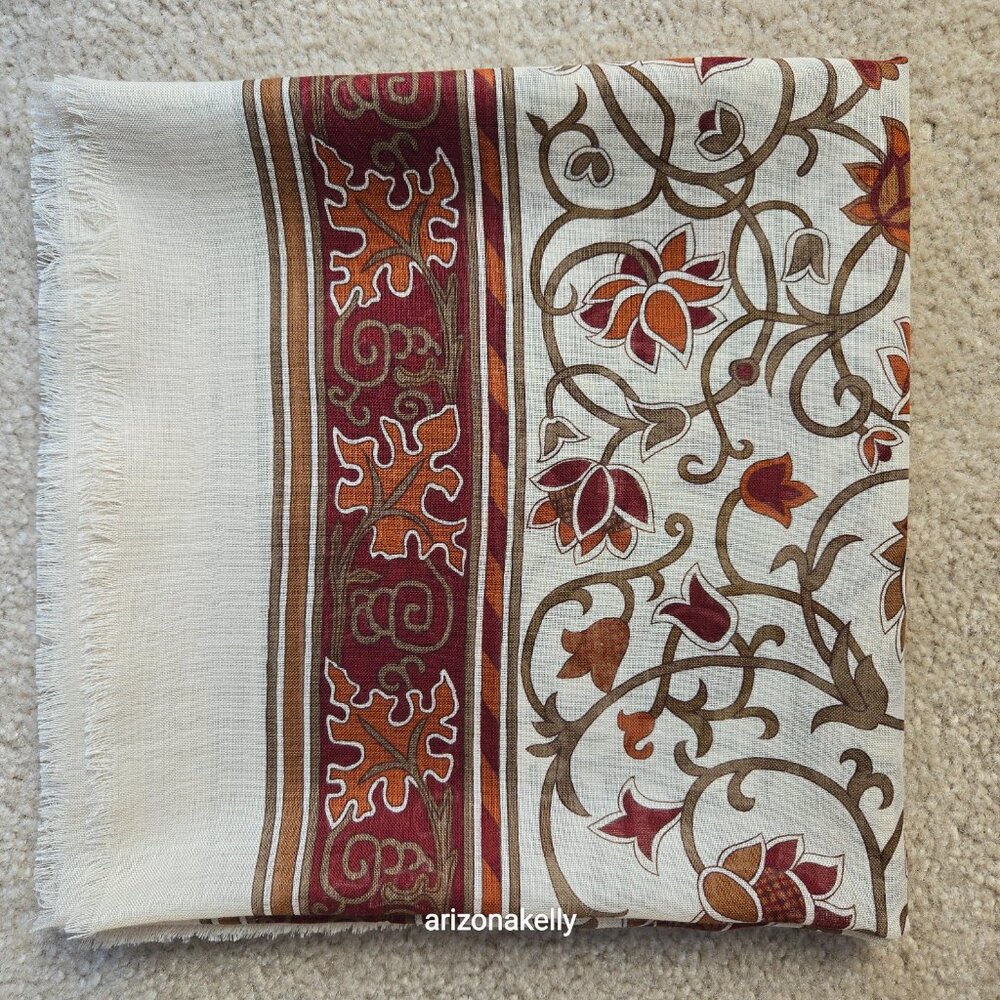 NWOT Metropolitan Museum of Art Wool & Silk Square Scarf Autumn Fall Colors NYC - Picture 5 of 16